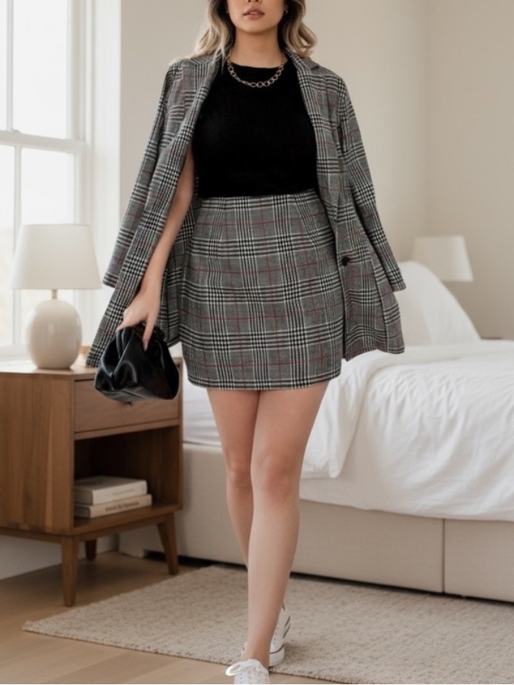 NEW•1X Sugared + Bronzed Simply Chic Plaid Skirt